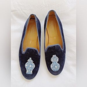 Stubbs & Wootton Blue Velvet Ginger Jar Loafers - 7.5